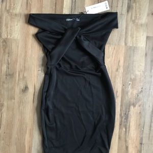 Off the shoulder black mini dress